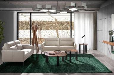 2113 - Round Coffee Table Walnut and Black Steel