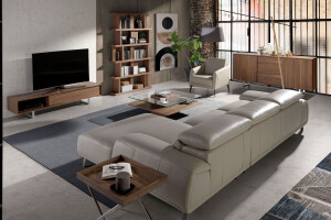 3043 - TV Stand Walnut and Chromed Steel