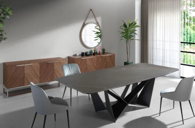 3233 - Sideboard Walnut and Chromed Steel