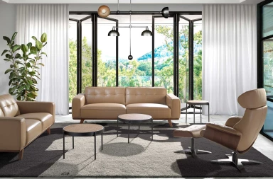 5088 - Sand Leather Ottoman