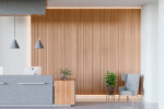 Thermory Wave interior wood cladding with ridged surfaces Thermory Wave interior wood cladding with ridged surfaces